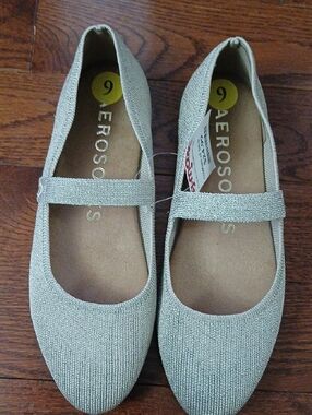 AEROSOLES Metallic Mary Jane Flats - Silver